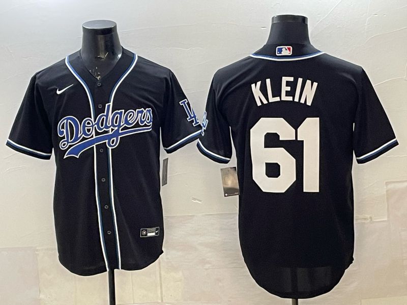Men 2025 Nike Los Angeles Dodgers #61 Klein Black Game MLB Jersey 01